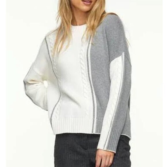 Zaket & Plover Sweaters - Zaket & Plover Wool Blend Cable Trim Sweater
